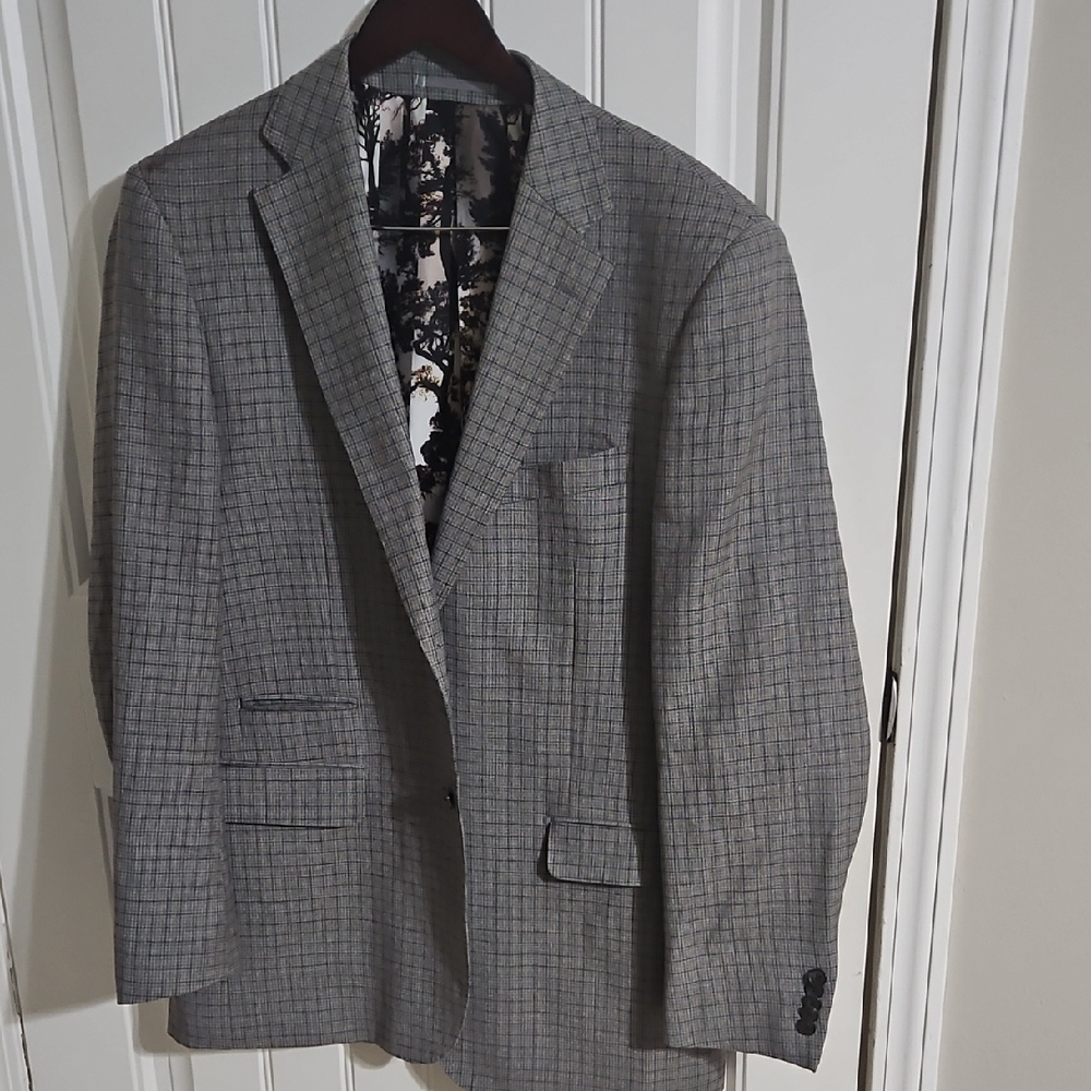 Classic Gray Checkered Men's Blazer